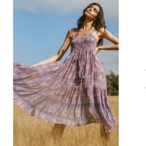 Spell Juniper Shirred Strappy Dress Violet XS